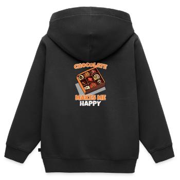 Schokolade - Kinder Premium Organic Zip Hoodie - Schwarz - Hinten - AI Model Kid Male (0cm)
