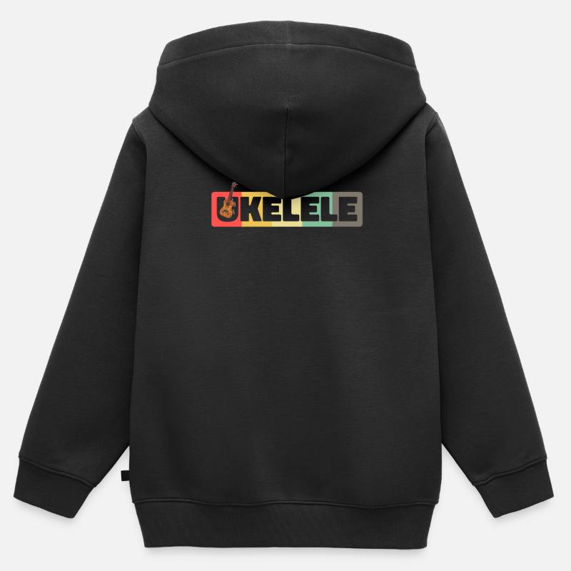 Ukulélé Cool - Sweat Premium à capuche zippé enfant bio - noir