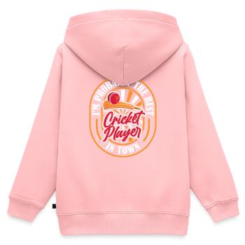 Le cricket à son meilleur - Sweat Premium à capuche zippé enfant bio - rose - Dos - AI Model Kid Female (0cm)