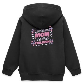 Mom Mom Funny Part Time Mom - Kids Premium Organic Zip-up Hoodie - black - Back - AI Model Kid Male (0cm)