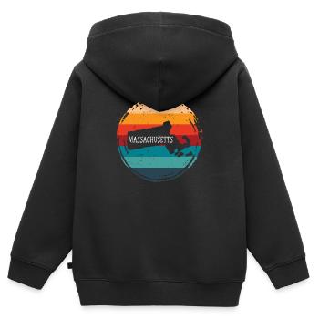 Massachusetts - Kinder Premium Organic Zip Hoodie - Schwarz - Hinten - AI Model Kid Male (0cm)