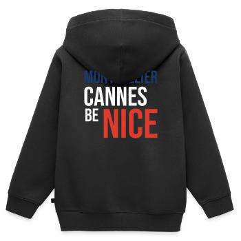 Sweat à capuche Montpellier créatif - Sweat Premium à capuche zippé enfant bio - noir - Dos - AI Model Kid Male (0cm)