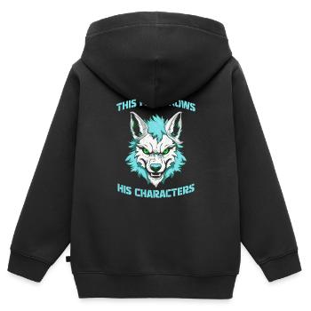 Furry Fandom Fursuits Cool - Sweat Premium à capuche zippé enfant bio - noir - Dos - AI Model Kid Male (0cm)