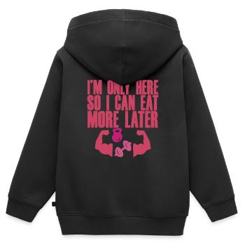 I'm Only Here So I Can Eat More Later 4 - Kinder Premium Organic Zip Hoodie - Schwarz - Hinten - AI Model Kid Male (0cm)