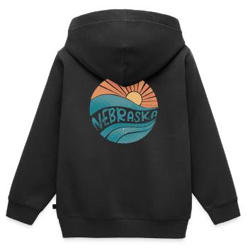 Nebraska - Kinder Premium Organic Zip Hoodie - Schwarz - Hinten - AI Model Kid Male (0cm)