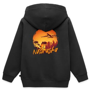 Nebraska - Kinder Premium Organic Zip Hoodie - Schwarz - Hinten - AI Model Kid Male (0cm)