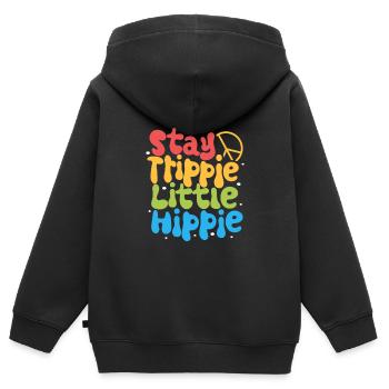 Hippie Lifestyle Fleur Power Free Spirit Harmony - Sweat Premium à capuche zippé enfant bio - noir - Dos - AI Model Kid Male (0cm)