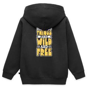 Hippie Lifestyle Fleur Power Free Spirit Harmony - Sweat Premium à capuche zippé enfant bio - noir - Dos - AI Model Kid Male (0cm)