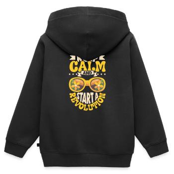 Hippie Lifestyle Fleur Power Free Spirit Harmony - Sweat Premium à capuche zippé enfant bio - noir - Dos - AI Model Kid Male (0cm)