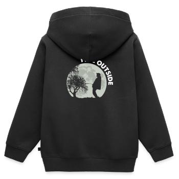Je fais dehors - Sweat Premium à capuche zippé enfant bio - noir - Dos - AI Model Kid Male (0cm)