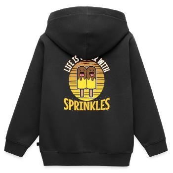 Life Is Better With Sprinkles - Kinder Premium Organic Zip Hoodie - Schwarz - Hinten - AI Model Kid Male (0cm)