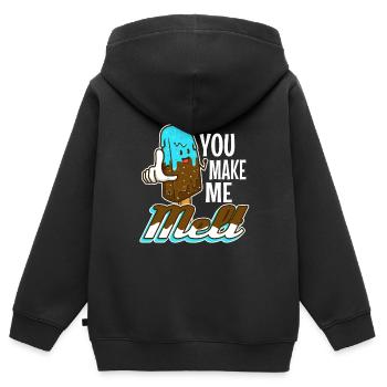 Tu me fais fondre, crème glacée - Sweat Premium à capuche zippé enfant bio - noir - Dos - AI Model Kid Male (0cm)