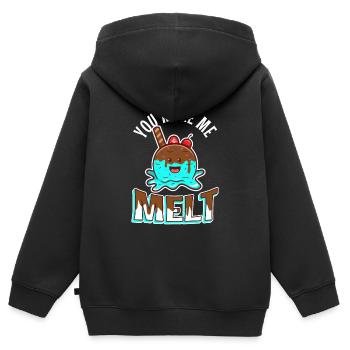 Tu me fais fondre, crème glacée - Sweat Premium à capuche zippé enfant bio - noir - Dos - AI Model Kid Male (0cm)