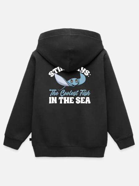 Stachelrochen Mantarochen Ozean Rochen - Kinder Premium Organic Zip Hoodie - Schwarz