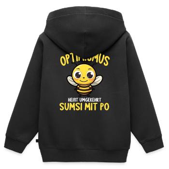 Optimismus heißt umgekehrt Sumsi Mit Po - Kinder Premium Organic Zip Hoodie - Schwarz - Hinten - AI Model Kid Male (0cm)