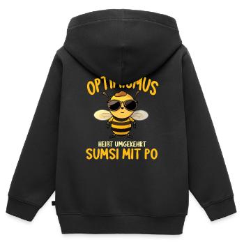 Optimismus heißt umgekehrt Sumsi Mit Po - Kinder Premium Organic Zip Hoodie - Schwarz - Hinten - AI Model Kid Male (0cm)