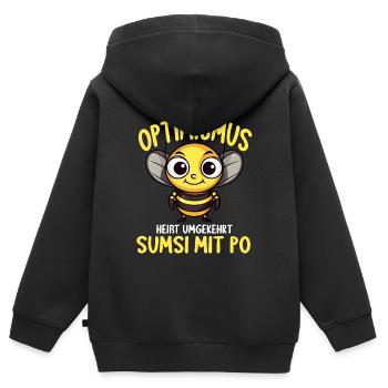 Optimismus heißt umgekehrt Sumsi Mit Po - Kinder Premium Organic Zip Hoodie - Schwarz - Hinten - AI Model Kid Male (0cm)