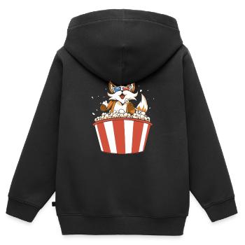 Popcorn Fox - Sweat Premium à capuche zippé enfant bio - noir - Dos - AI Model Kid Male (0cm)