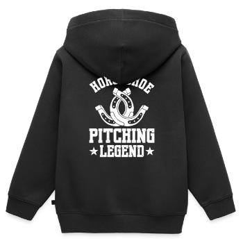 Horseshoe Pitching Legend - Kids Premium Organic Zip-up Hoodie - black - Back - AI Model Kid Male (0cm)