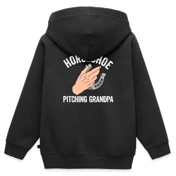 Horseshoe Pitching Grandpa - Kids Premium Organic Zip-up Hoodie - black - Back - AI Model Kid Male (0cm)