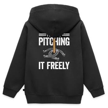 I'm Only Pitching It Freely Horseshoe Pitching - Kids Premium Organic Zip-up Hoodie - black - Back - AI Model Kid Male (0cm)