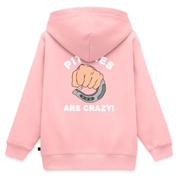 Pitches Are Crazy Horseshoe Pitching - Kinder Premium Organic Zip Hoodie - Rosa - Hinten - AI Model Kid Female (0cm)