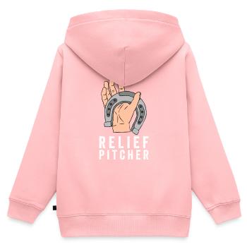 Relief Pitcher Horseshoe Pitching - Kinder Premium Organic Zip Hoodie - Rosa - Hinten - AI Model Kid Female (0cm)