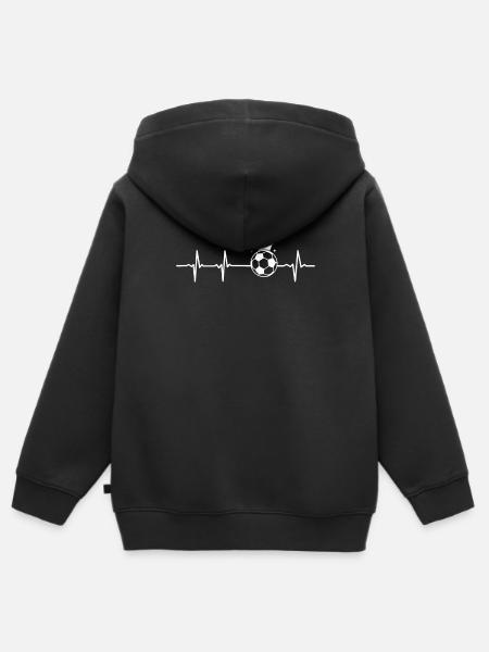 Voetbal Heartbeat - Kinder Premium zip hoodie biologisch - zwart
