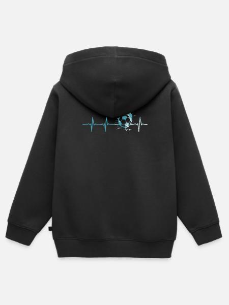 Voetbal Heartbeat - Kinder Premium zip hoodie biologisch - zwart