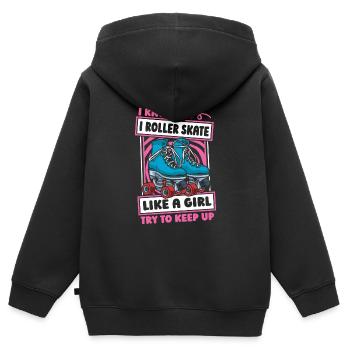 Roller Roller Roller - Sweat Premium à capuche zippé enfant bio - noir - Dos - AI Model Kid Male (0cm)
