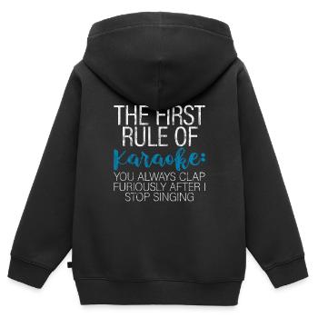 La première règle du karaoké 3 - Sweat Premium à capuche zippé enfant bio - noir - Dos - AI Model Kid Male (0cm)