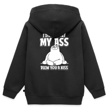 Paresseux je n’ai pas pété mes fesses t’a soufflé un baiser - Sweat Premium à capuche zippé enfant bio - noir - Dos - AI Model Kid Male (0cm)