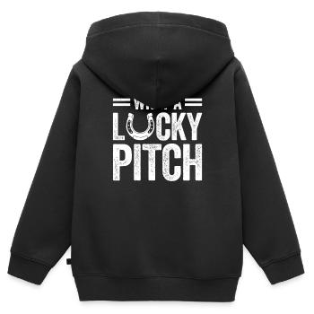 What A Lucky Pitch Horseshoe Pitching - Kids Premium Organic Zip-up Hoodie - black - Back - AI Model Kid Male (0cm)