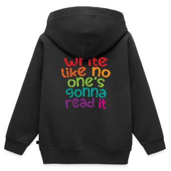 Write Like No One's Gonna Read It 3 - Kinder Premium Organic Zip Hoodie - Schwarz - Hinten - AI Model Kid Male (0cm)