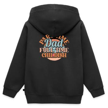 Father Dad Part Time Dad - Kids Premium Organic Zip-up Hoodie - black - Back - AI Model Kid Male (0cm)