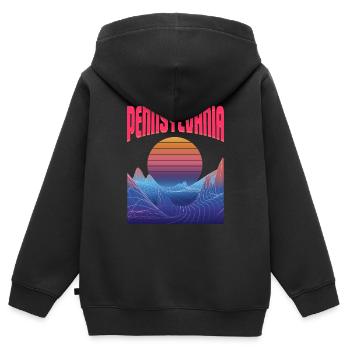 Pennsylvanie - Sweat Premium à capuche zippé enfant bio - noir - Dos - AI Model Kid Male (0cm)