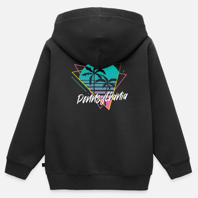 Pennsylvanie - Sweat Premium à capuche zippé enfant bio - noir