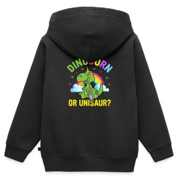 Drôle de dinosaure disant T Rex Dino - Sweat Premium à capuche zippé enfant bio - noir - Dos - AI Model Kid Male (0cm)