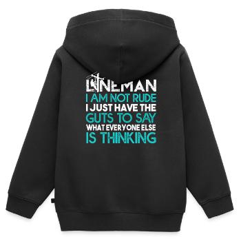 Lineman Lineman I Am Not Rude - Kids Premium Organic Zip-up Hoodie - black - Back - AI Model Kid Male (0cm)