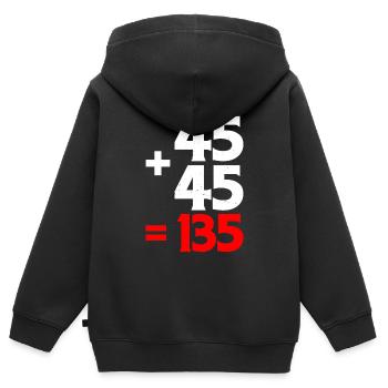 45 + 45 = 135 4 - Kinder Premium Organic Zip Hoodie - Schwarz - Hinten - AI Model Kid Male (0cm)