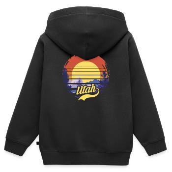 Utah - Kinder Premium Organic Zip Hoodie - Schwarz - Hinten - AI Model Kid Male (0cm)