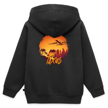 Texas - Sweat Premium à capuche zippé enfant bio - noir - Dos - AI Model Kid Male (0cm)