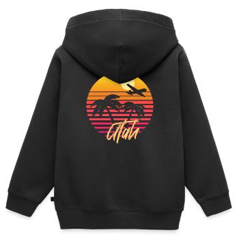 Utah - Sweat Premium à capuche zippé enfant bio - noir - Dos - AI Model Kid Male (0cm)