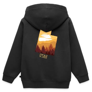 Utah - Kinder Premium Organic Zip Hoodie - Schwarz - Hinten - AI Model Kid Male (0cm)