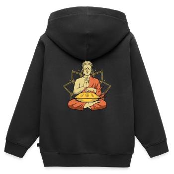 Handpan Buddha Spieler Spiritual Handpan - Kinder Premium Organic Zip Hoodie - Schwarz - Hinten - AI Model Kid Male (0cm)