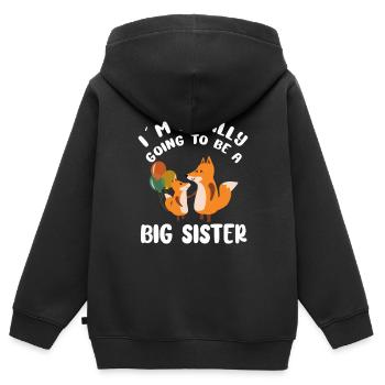 Je vais enfin être une grande sœur - Sweat Premium à capuche zippé enfant bio - noir - Dos - AI Model Kid Male (0cm)