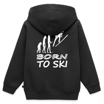 Skifahren Homo Sapien Skigebiet Skilehrer Geschenk - Kinder Premium Organic Zip Hoodie - Schwarz - Hinten - AI Model Kid Male (0cm)
