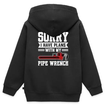 Désolé, j’ai des plans avec mon plombier de clé à pipe - Sweat Premium à capuche zippé enfant bio - noir - Dos - AI Model Kid Male (0cm)