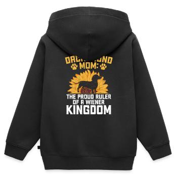 Dachshund Mom The Proud Ruler Of A Wiener Kingdom - Kids Premium Organic Zip-up Hoodie - black - Back - AI Model Kid Male (0cm)
