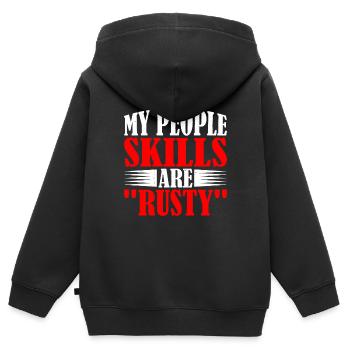 Mes compétences relationnelles sont « rouillées » 13 - Sweat Premium à capuche zippé enfant bio - noir - Dos - AI Model Kid Male (0cm)